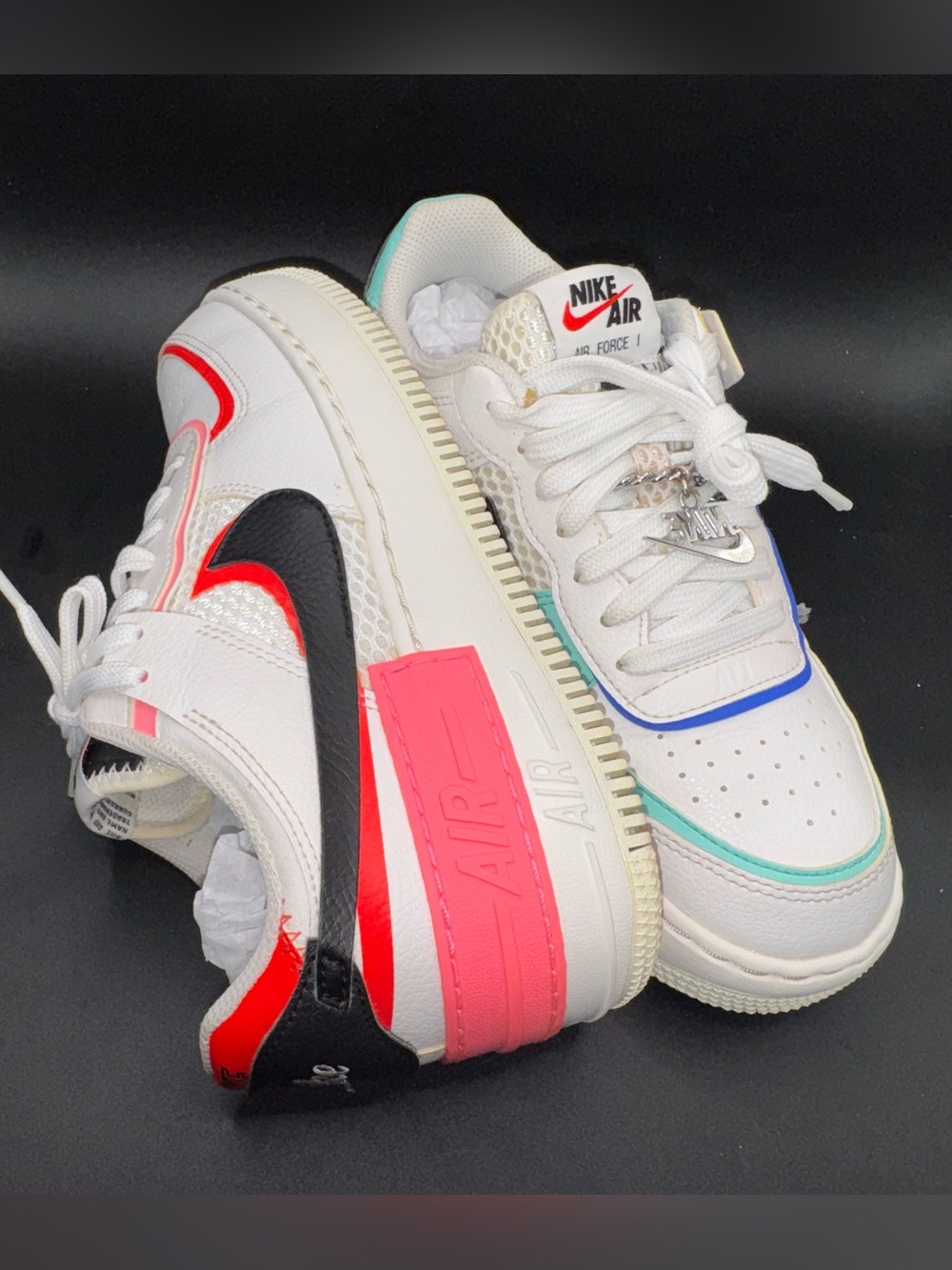 Nike Air Force 1 Shadow White Multi-Color Leather Sneakers Women’s 7 - Picture 16 of 17